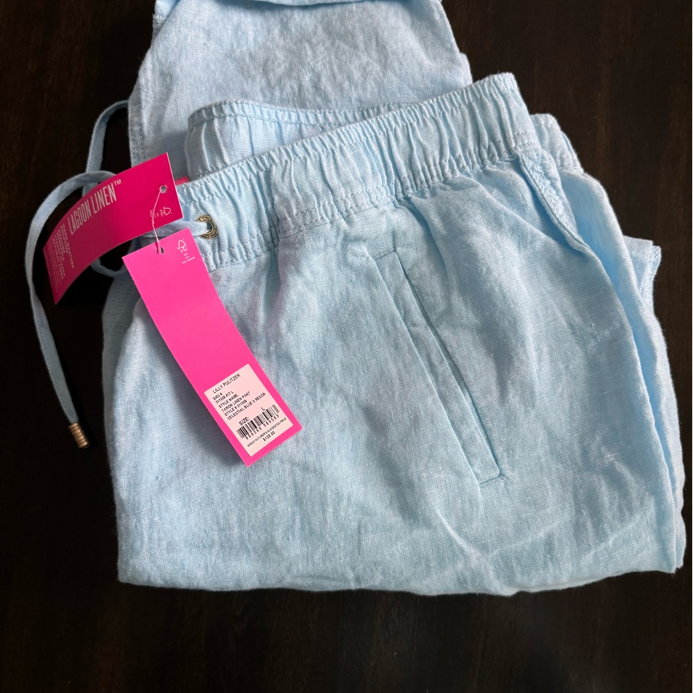 NWT Lilly Pulitzer Blue Linen Pants size L